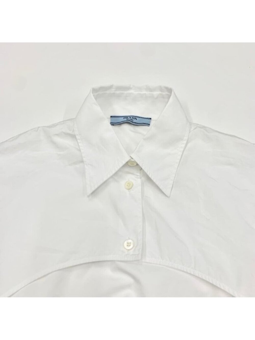 Prada Poplin Dress Cotton Triangle Logo White - Picture 12 of 12